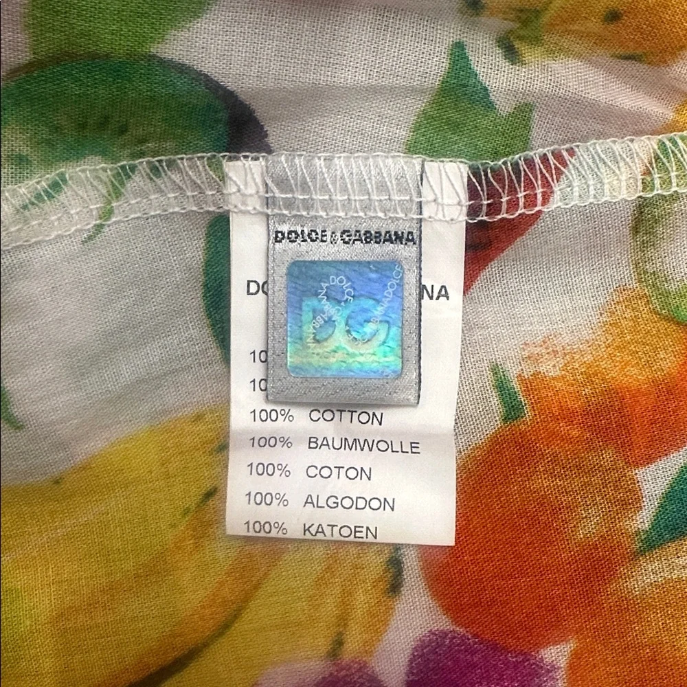 Dolce & Gabbana Girls Tropical Fruit Print Dress with Bright Multicolor Accents - Picture 8 of 8